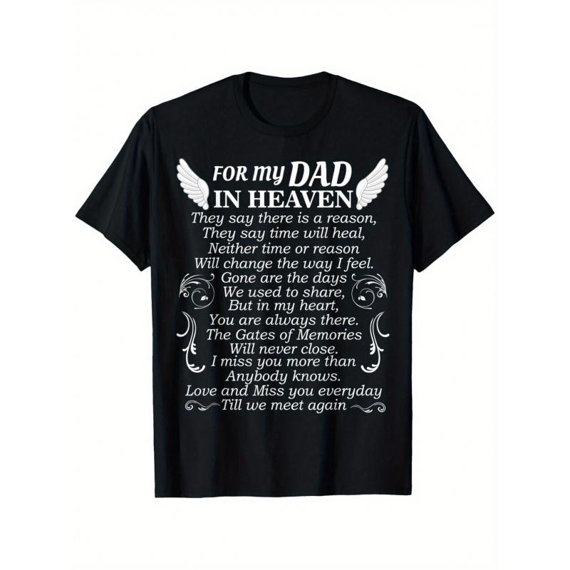 For My Dad in Heaven T-Shirt - Heartfelt Tribute Tee with Angel Wings Design, Soft Blend, Casual Crew Neck - Perfect Gift for Grieving Friends and
