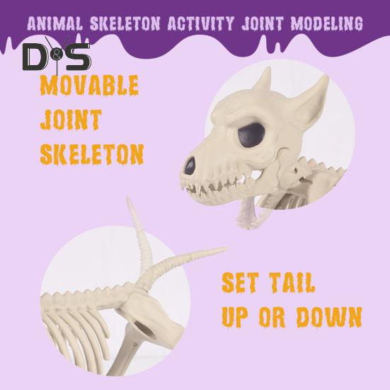 Halloween Dog Skeleton Ornament Realistic Plastic Animal Bone Figurine for Halloween Indoor Outdoor Decor Party Favors