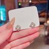 Серебряные геометрические квадратные серьги S925 с бриллиантами - корейский стиль