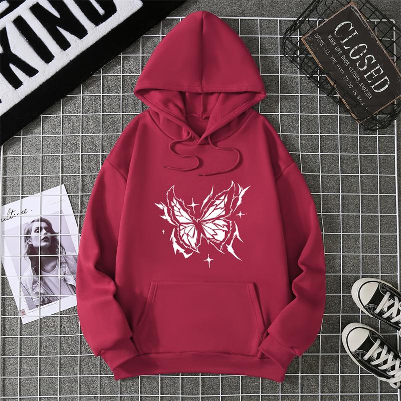 Autumn Winter Women's Thickened Fleece Hoodie Casual Long Sleeve Fashion Outerwear Printed Sweatshirt Comfortable