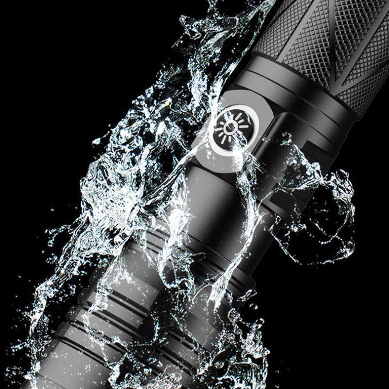 LED Aluminum Alloy Glare Flashlight Retractable USB Charging New XHP50 Household White Laser Flashlight