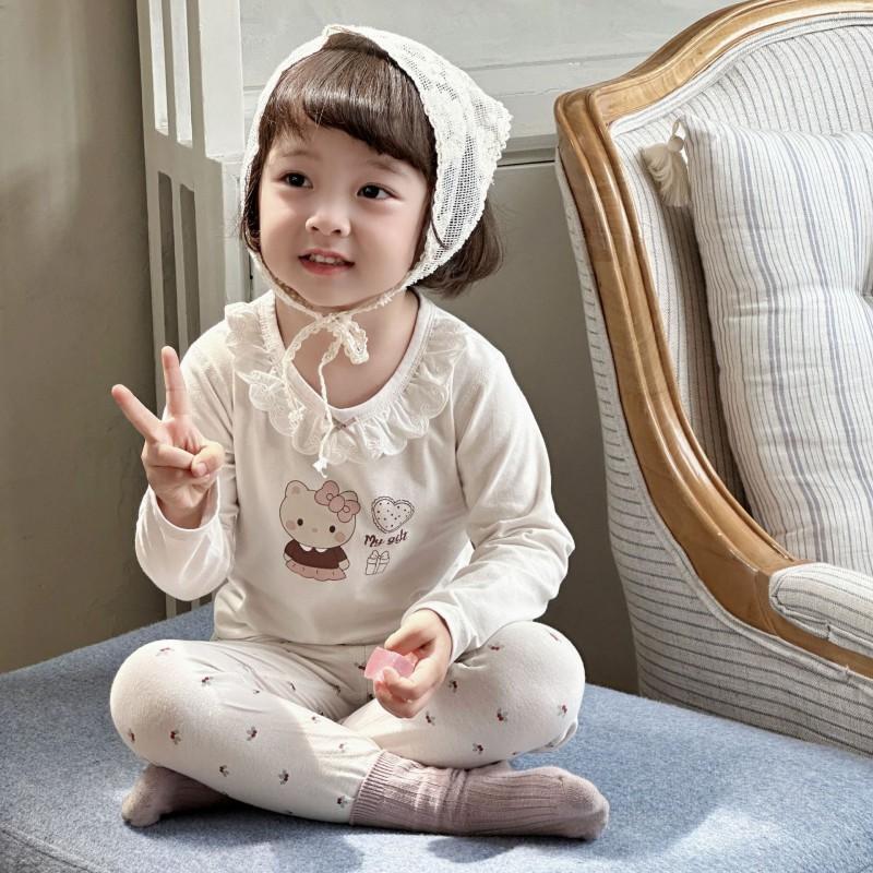 A Kids Thermal Underwear Set Cartoon Cotton Homewear 3-8 Years Old