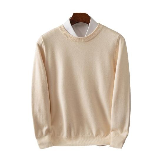 Мужской свитер осень-зима с круглым вырезом, свободный, с длинными рукавами, трикотажный, эластичный, однотонный, деловой стиль, теплый трикотаж