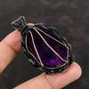 Подвеска из фиолетового огненного лабрадорита, подвеска из медной проволоки, подвеска из драгоценного камня ручной работы, подвеска из медной проволоки, дизайнерская подвеска для подарков