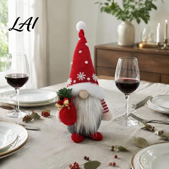 Snowflake Pattern Holiday Decor Christmas Gnome Plush Figurines Faceless Santa Stuffed Cloth Dolls Desktop Figures Scandinavian Elf Tabletop