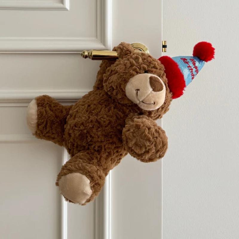 Плюшевая игрушка на день рождения, плюшевый мишка, мягкая игрушка, шапка на день рождения, милый домашний декор, подарки на день рождения для детей, мальчиков и девочек