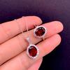 Elegant Pomegranate Ruby & Simulated Diamond Open Ring and 18K White Gold Pendant Necklace Set