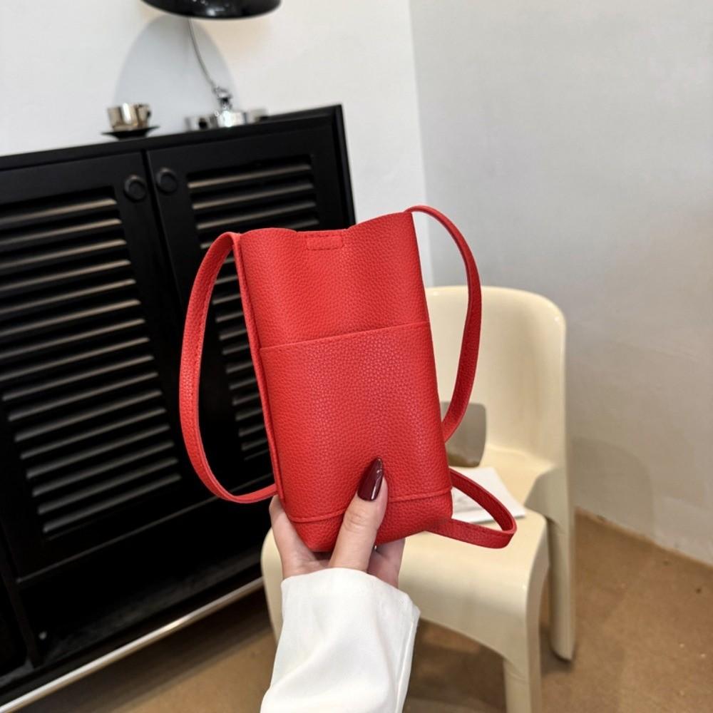 Solid Color Crossbody Phone Bag Minimalist Mobile Phone Pouch Trendy Shoulder Bag Women