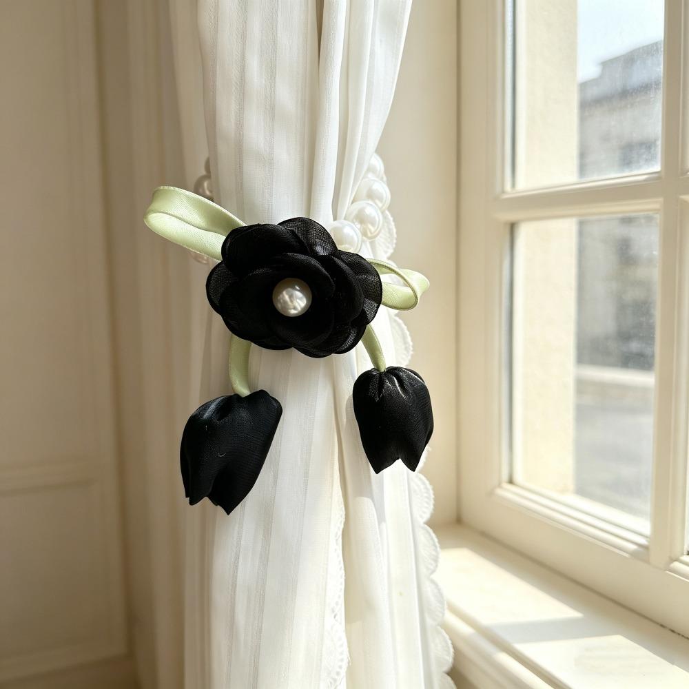 Beautifully Flowers Curtain Straps Magnetic Sheer Curtains Tiebacks Pearl Curtain Buckle Bedroom