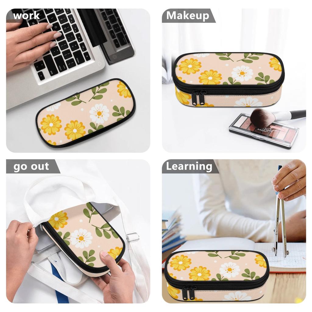 Pencil Bag 300D Polyester Spacious Storage Smooth Zipper with Main Compartment Mesh Pocket and Pen Slots for Teens and Students
