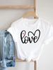 (Asian Size) Clothing Love Heart Letter Trend T Shirt Tee Top Women Woman Print Fashion Female Short Sleeve Graphic T-shirts