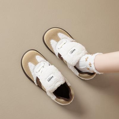 Augustus den бархатные немецкие тренировочные туфли женские 2025 новая осень и зима утолщенные хлопковые туфли Форрест Гамп белые туфли откидные пушистые туфли