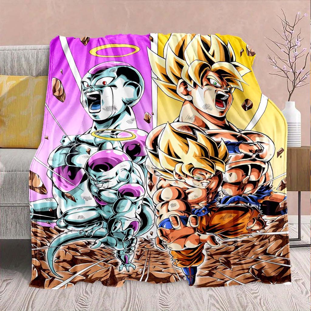 Фланелевое одеяло из аниме Dragon Ball - Мягкое, теплое, идеально подходит для дивана, постельного белья, кемпинга, путешествий, офиса, домашнего декора -QJY