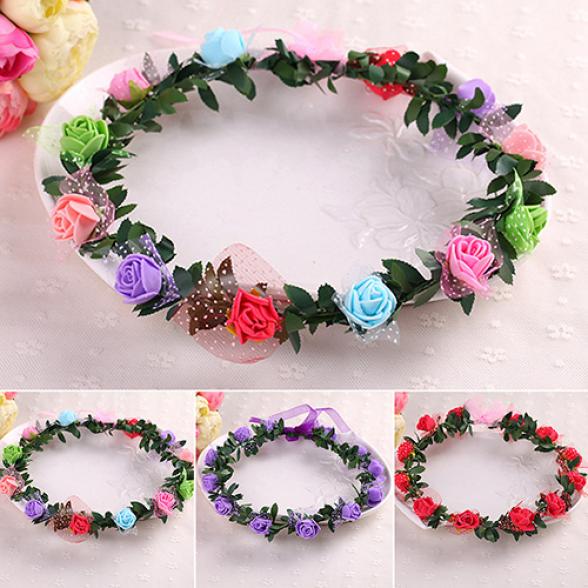 Орион Роза Цветок Короны Повязка На Голову Венок Партия Свадебная Гирлянда Повязка Для Волос Головной Убор
