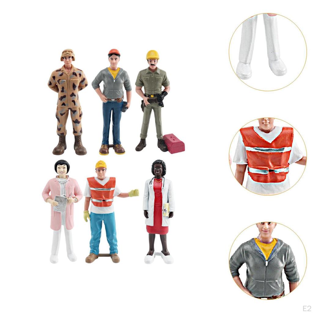 6 предметов Профессиональные модели персонажей Фигурки Диорама Люди Украшение Настольное украшение Роль