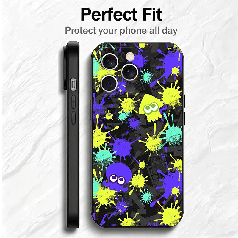 Мягкий чехол для телефона S-Splatoons для iPhone 16 16E 17 Air 15 Pro Max 14 Plus 13 Mini 11 12 7 Черная задняя крышка