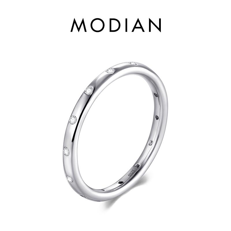 Модиановое кольцо из стерлингового серебра 925 пробы, штабелируемое кольцо, модное простое прозрачное CZ свадебное кольцо для женщин, настоящие классические ювелирные изделия