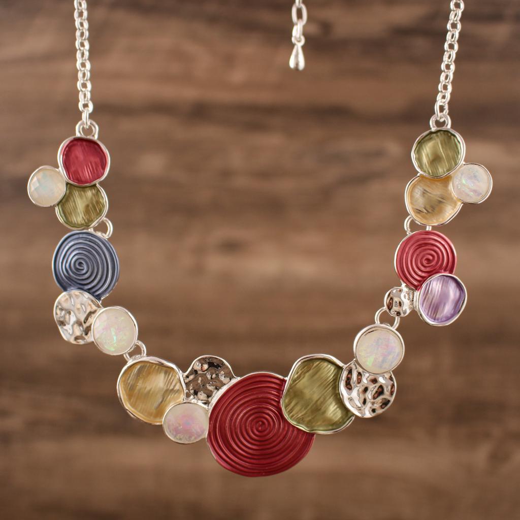 Круглое Цветное Расписное Масло Сплав Ожерелье Богемский Кулон Стиль для Отпуска Мода Женская Индивидуализация