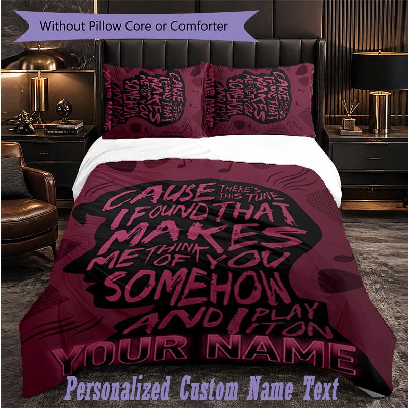 Personalized 3Pcs Bedding SetArctic Monkeys Custom Text Duvet Cover Pillowcase Set Bedroom Gift