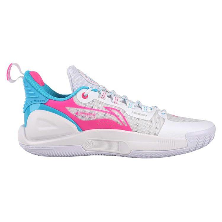 Баскетбольные кроссовки Li Ning Flash 9 с амортизацией, нескользящие, износостойкие, низкие, мужские, белые, розовые ABPT055-1