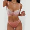 French Ultra Thin Lace Splicing Bra Set for Women Underwear Sexy Silk Breathable Bra and Panties Set Summer Comfortable Lingerie