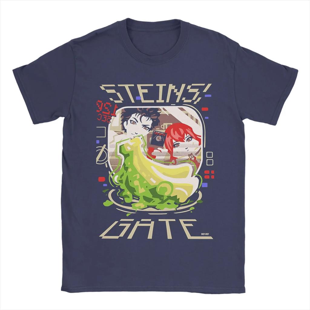Игровой футболка Steins Gate Летняя Сумасшедший Ученый Харадзюку Футболки Мужские Хлопок Удобный горячий продукт Y2k Короткий рукав Классическая футболка
