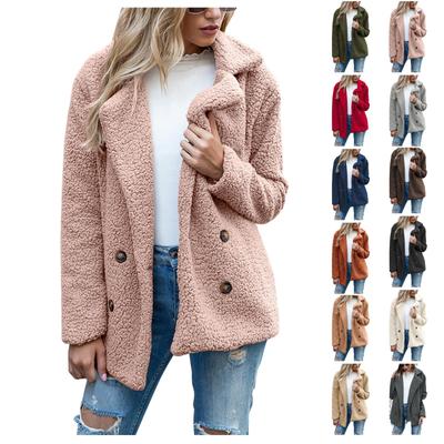 Женское модное и удобное пальто обычного стиля с толстым воротником, плюшевое теплое пальто