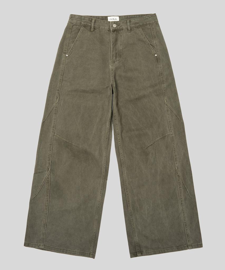LXT Natural Washed Cotton Wide Straight Pants [Khaki]