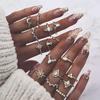 Кольцо ZHINI Bohemia Vintage Silver Ring для женщин, новое модное золотое кольцо в стиле панк, полое треугольное кольцо с каплей воды, набор индивидуальных украшений