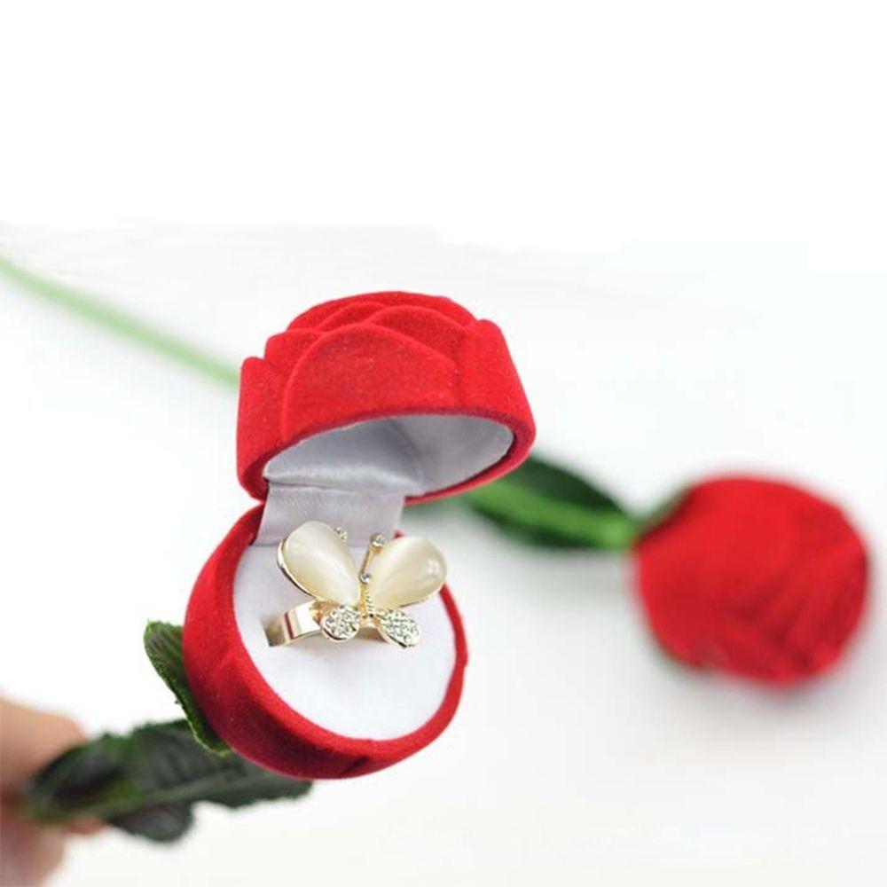 Romantic Storage Earring Engagement Pendant Red Velvet Necklace Wedding Ring Gift Jewelry Rose