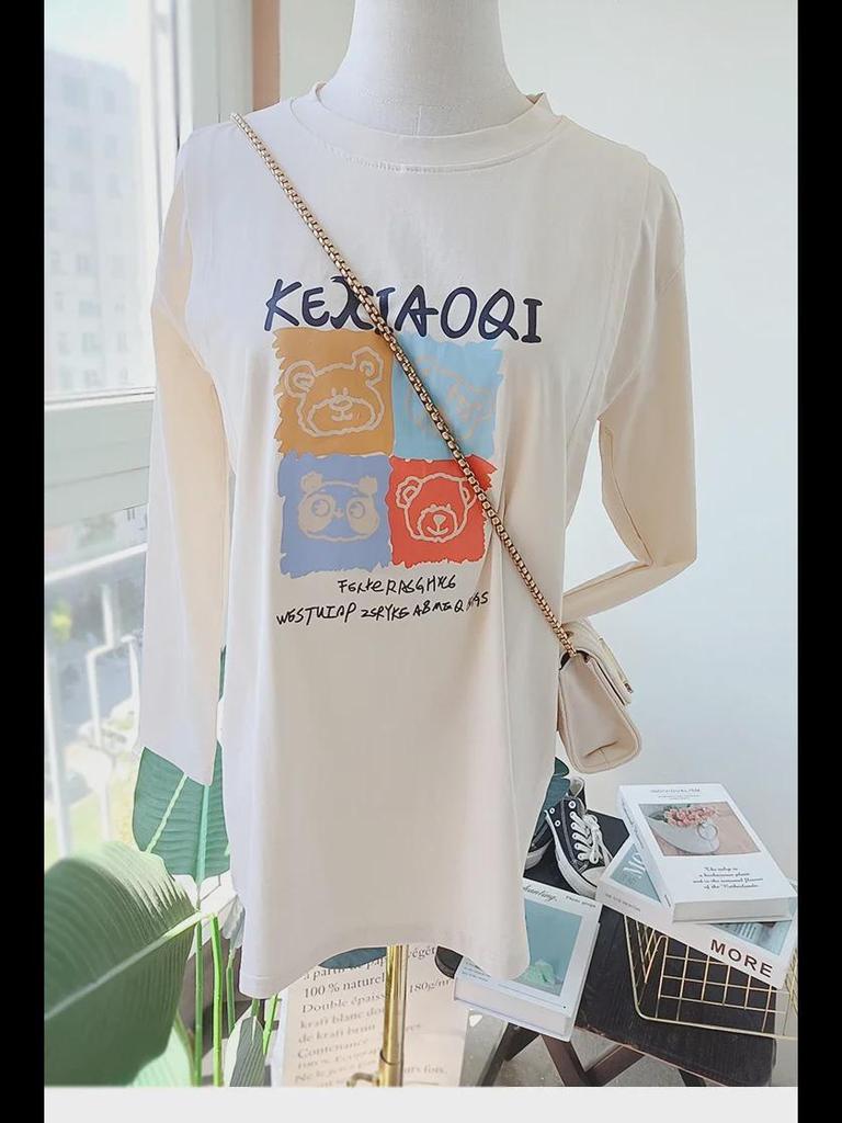 Футболка с длинными рукавами для беременных и кормящих матерей с боковыми разрезами для кормления грудью в послеродовой период - повседневная осенняя одежда