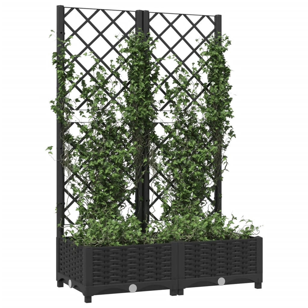 Garden Planter with Trellis Black 80 x 40 x 121.5 cm PP