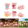 6Pieces Pink Pig Dolls Cartoon Animal Miniature Figurines for Car Rear View Mirror and Home Office Desktop Shelf Decors