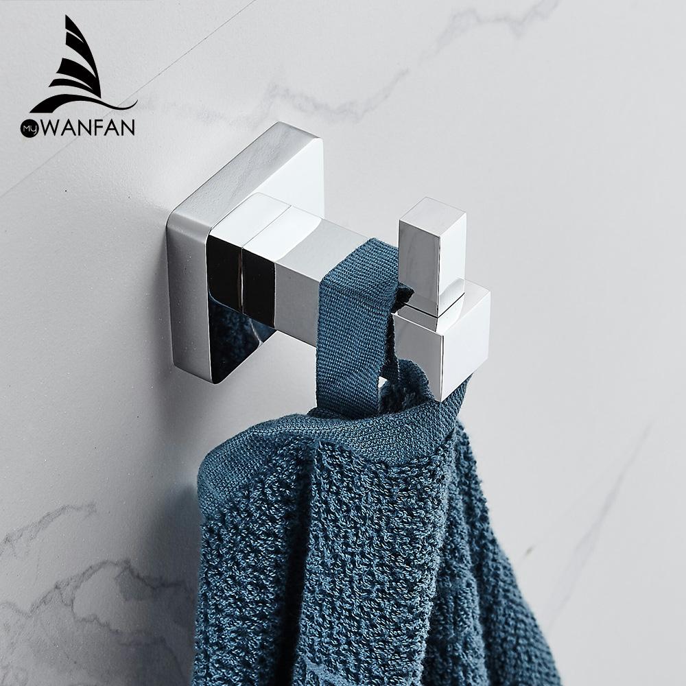 Вешалки для халатов, хромированный крючок на стену, сплошной латунный серебряный крючок для халатов, вешалка для полотенец, вешалка для одежды в европейском стиле 7501L