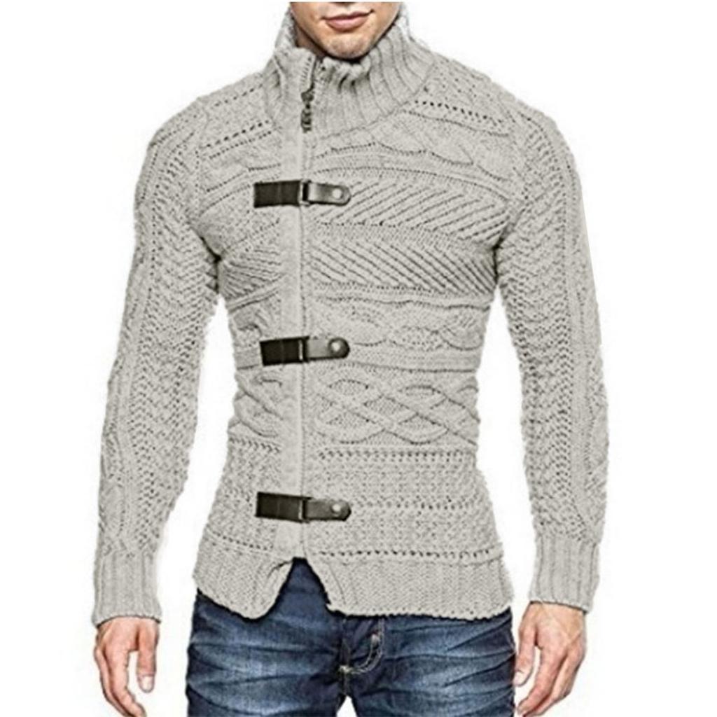 Мужской свитер с высоким воротом, свитера на пуговицах, осень-зима, длинный рукав, пуловер, топы, модные, тонкие, однотонные, уличные, толстовки