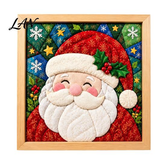 Handmade Santa Snowman Reindeer Crafts DIY Christmas Fabric Art Painting Kit, 3D Patchwork Wall Decor Making Creative Activity for Family Set