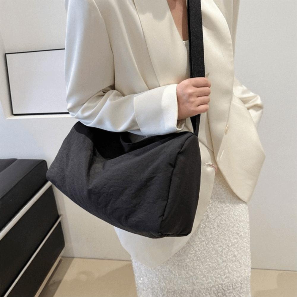 Large Capacity Simple Crossbody Bag Solid Color Canvas Pillow Bag Versatile Shoulder Bag Women