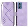 For Motorola Moto G Play (2024) 4G Wallet Case Line Imprinted PU Leather Phone Cover with Strap