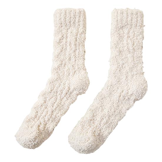 1 пара женских носков для сна, утолщенные, из теплой ткани, кораллового велюра, однотонные, для повседневной носки осенью и зимой