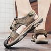 Сандалии мужские летние прилив новый стиль кожаный носок открытый отдых спорт полые сандалии пляжная обувь