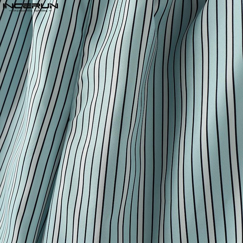 INCERUN Мужские брюки на резинке, повседневная домашняя одежда, длинные брюки с полосатым принтом