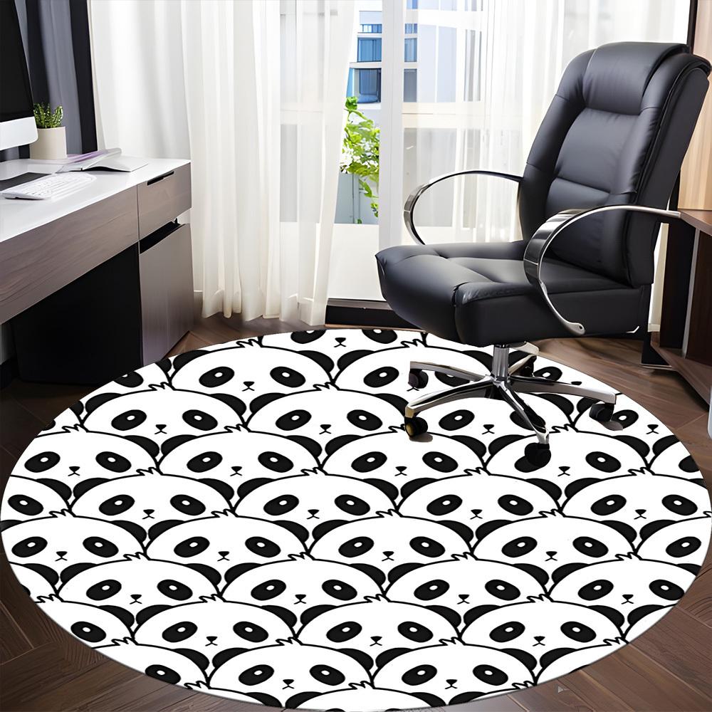 1pc Panda Pattern Office Round Area Rug, Indoor Mat Suitable For Office, Under Office Chairs Bedroom Living Room Home Decor, Room Deco151