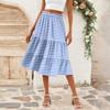 Женская повседневная юбка А-силуэта с высокой талией, юбка в полоску с принтом в горошек и карманами