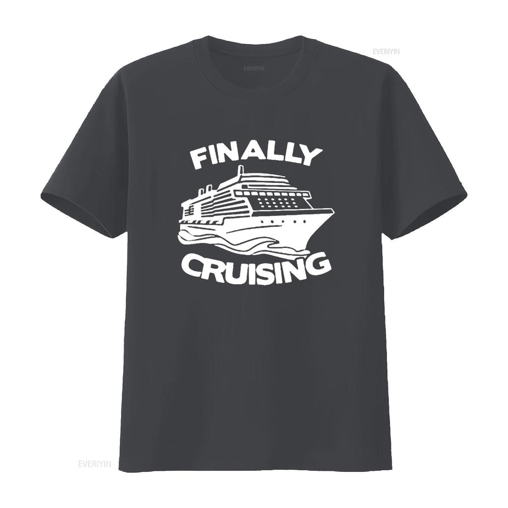 Finally Cruising Cruise Ship Vacation Womens T Shirt Black L vintage Washed homme fashion Breathable Stylish Unisex