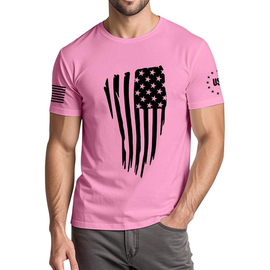 Мужская модная повседневная футболка с круглым вырезом и коротким рукавом с принтом «День независимости»