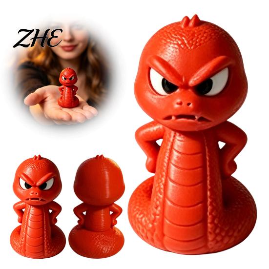 Collectibles for Desk 3D Printed Snake Ornament, Cartoon Angry Little Figurine, Cute Animal Figure Durable PLA Desktop Decoration Home Office Display