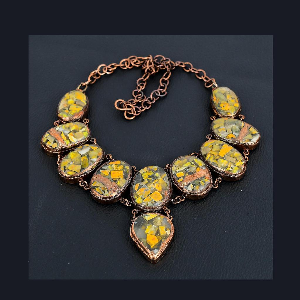 Copper Bumblebee Necklace Gemstone Jewelry, Copper Electroformed Necklace, Adjustable Handmade Beautiful Jewelry Chain Necklace