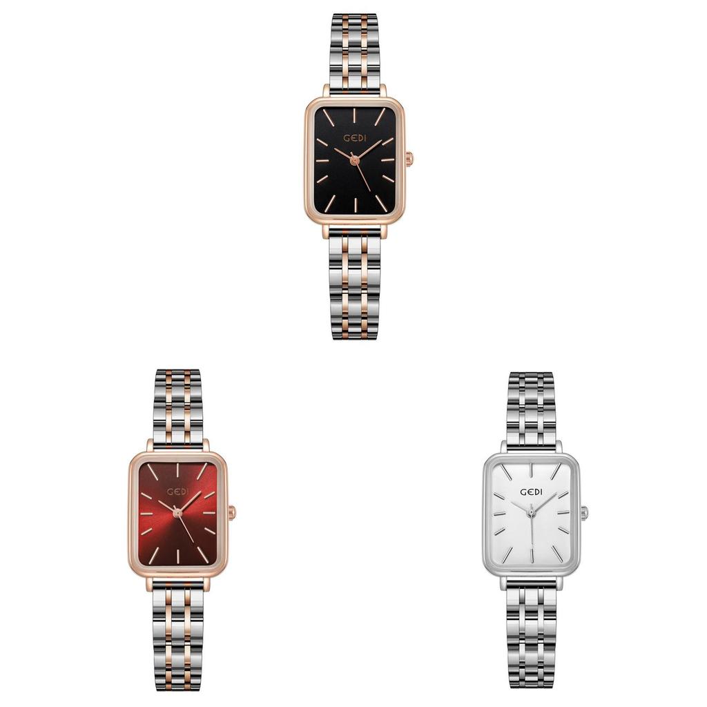 Gedi Fashion Womens Rectangular Alloy Dress Watch With Mineral Glass And Water Resistance
