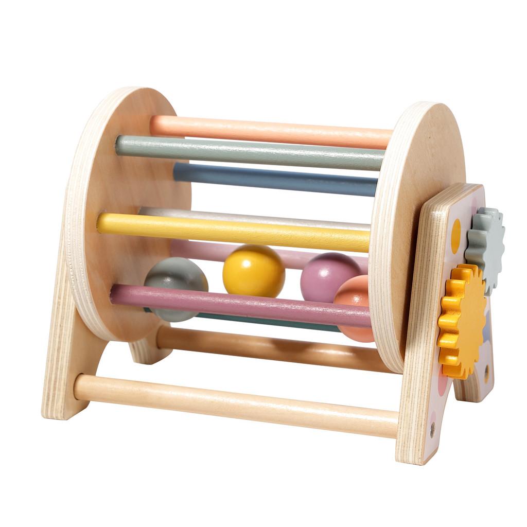 Wooden Montessori Threeinone Desktop Rattling Drum For Toddlers Educational Toy