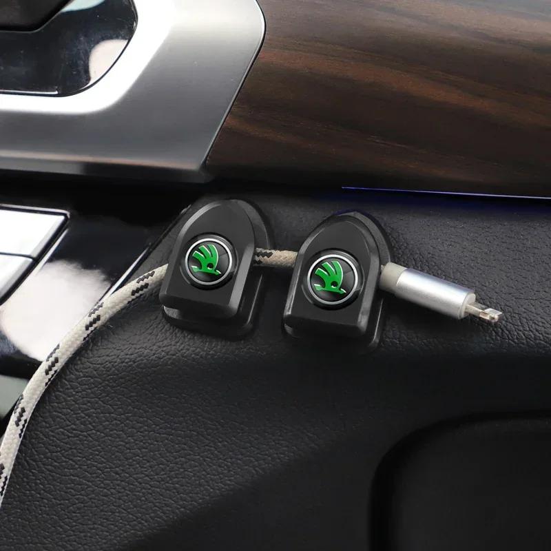 EMIW1 2/4Pcs Car Storage Hooks Holder Clips Interior For Skoda Octavia Kodiaq Enyaq iV Kamiq Scala Superb Fabia Rapid Karoq Vision RS